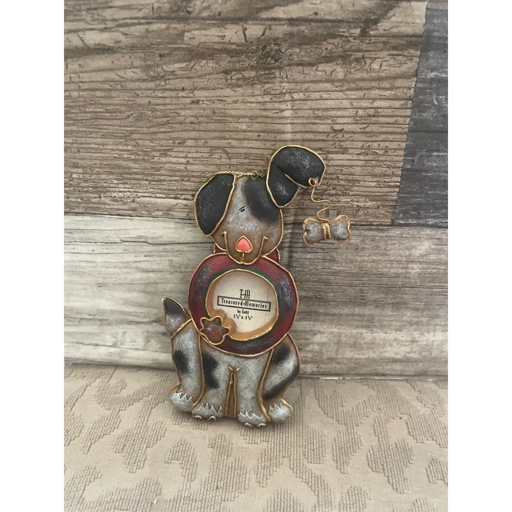 Ganz Treasured Memories Dog Picture Frame Ornament Metal Puppy Pet Keepsake 5in